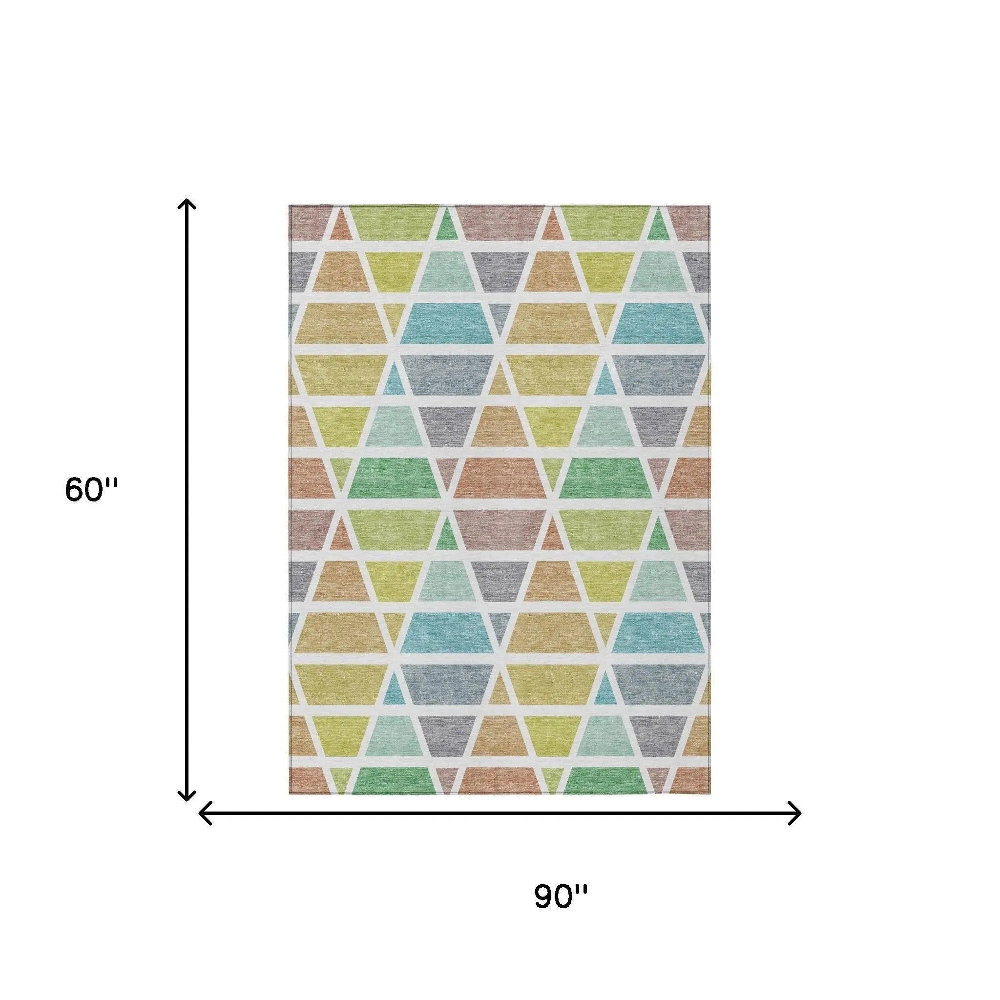 5' X 8' Mint Green And Green Geometric Washable Indoor Outdoor Area Rug Homeroots Outdoor