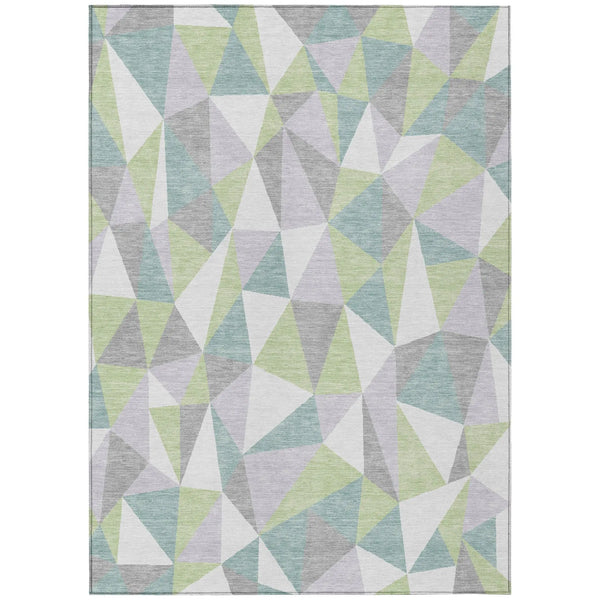 5' X 8' Mint Green And Green Geometric Washable Indoor Outdoor Area Rug Homeroots Outdoor
