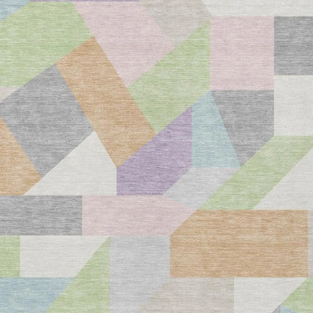 5' X 8' Mint Green And Green Geometric Washable Indoor Outdoor Area Rug Homeroots Outdoor