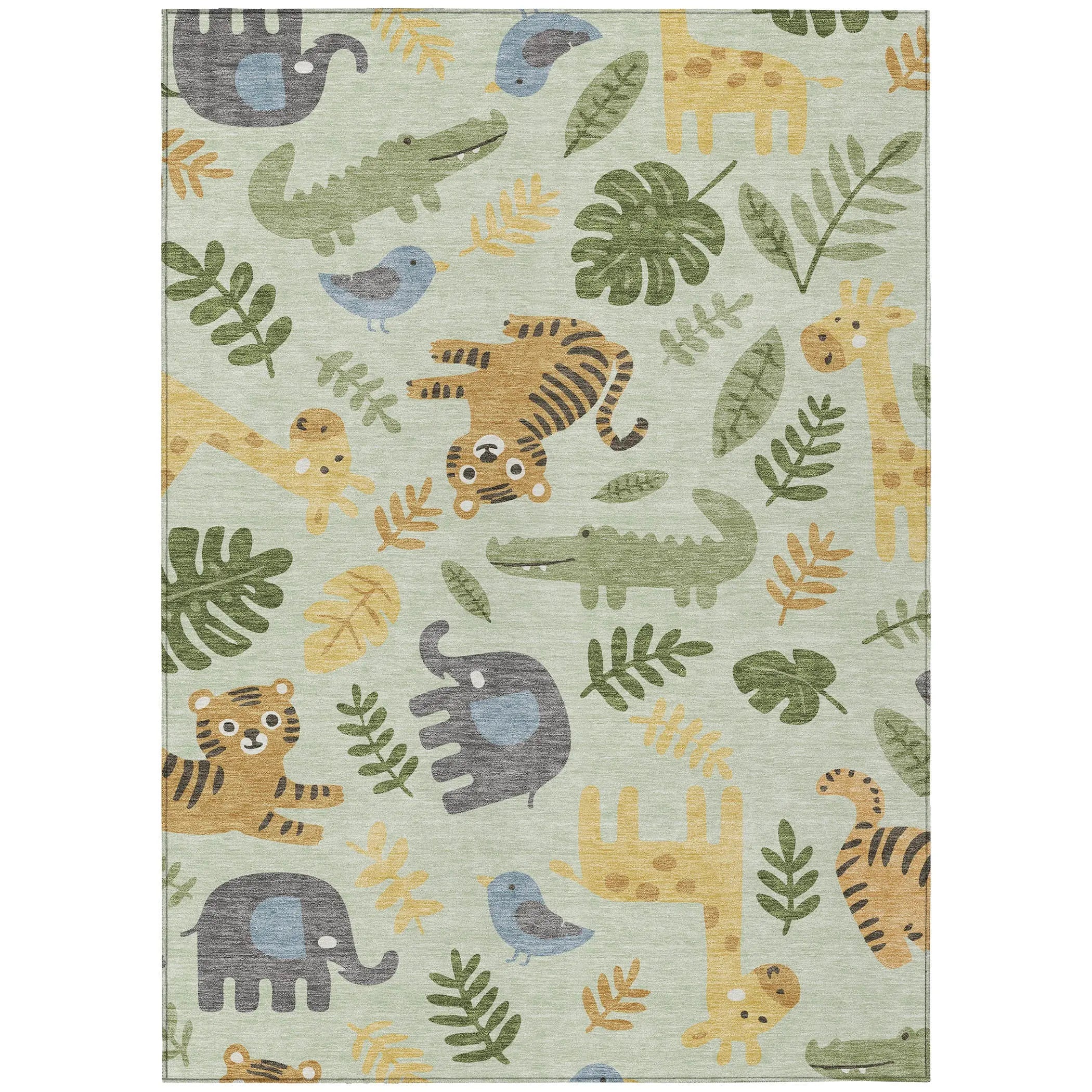 5' X 8' Mint Green And Ivory Abstract Washable Indoor Outdoor Area Rug Homeroots Outdoor