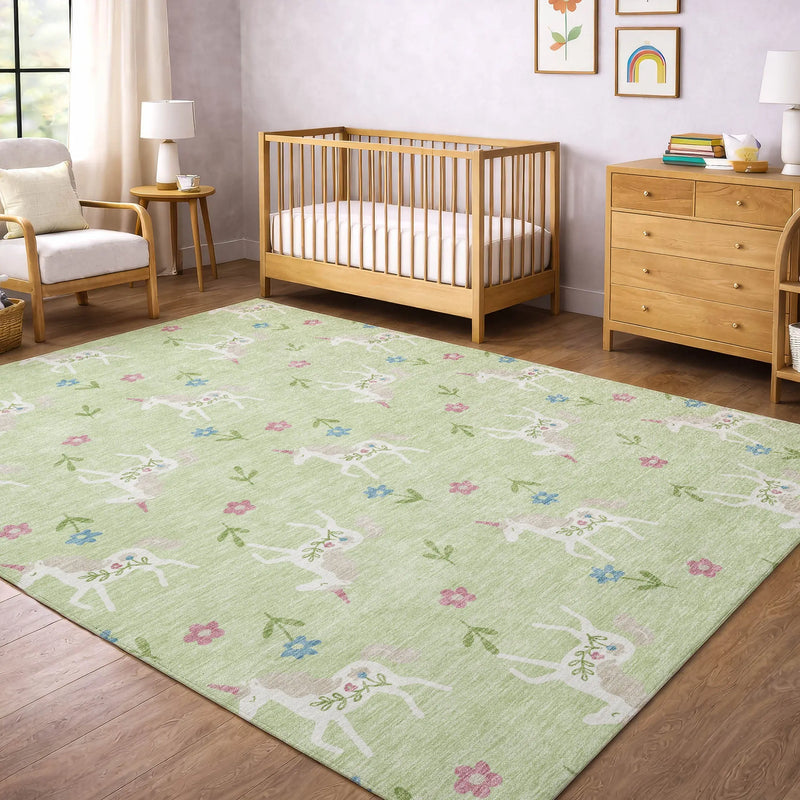 5' X 8' Mint Green And Ivory Floral Washable Indoor Outdoor Area Rug Homeroots Outdoor