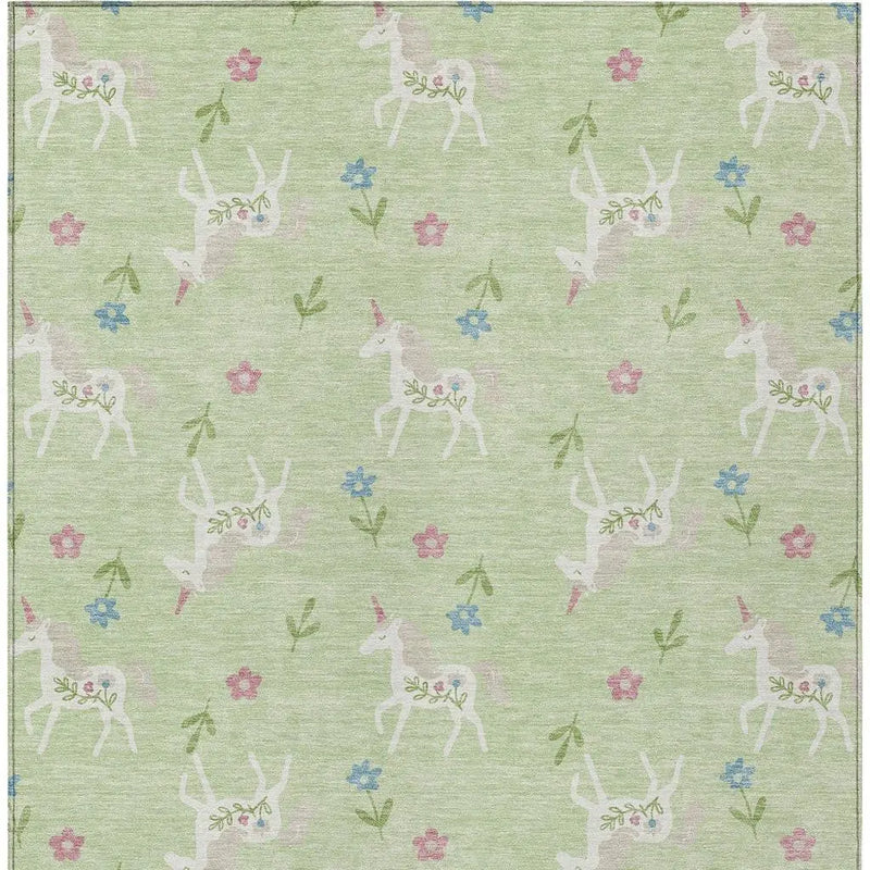 5' X 8' Mint Green And Ivory Floral Washable Indoor Outdoor Area Rug Homeroots Outdoor