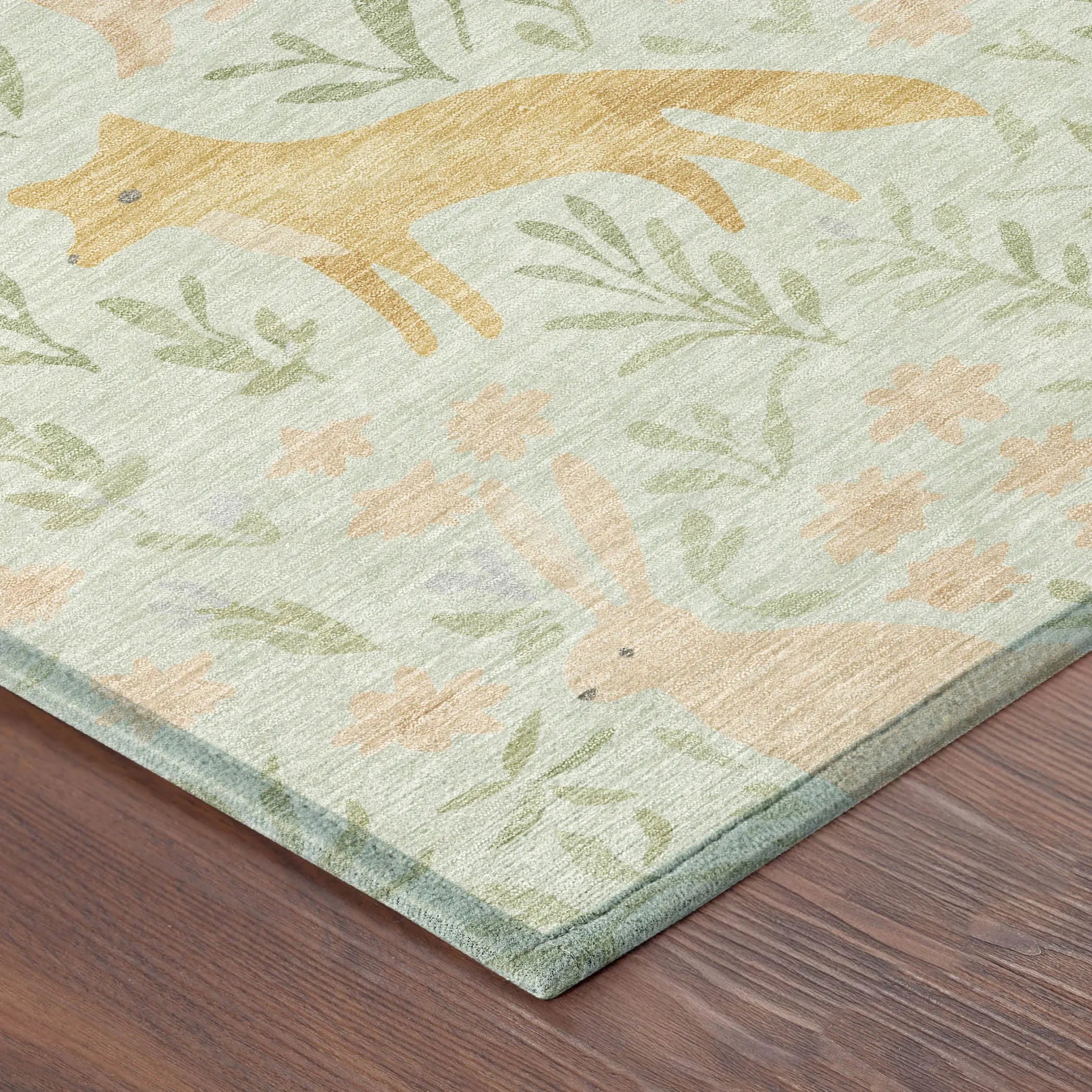 5' X 8' Mint Green And Pink Botanical Leaves Washable Indoor Outdoor Area Rug Homeroots Outdoor