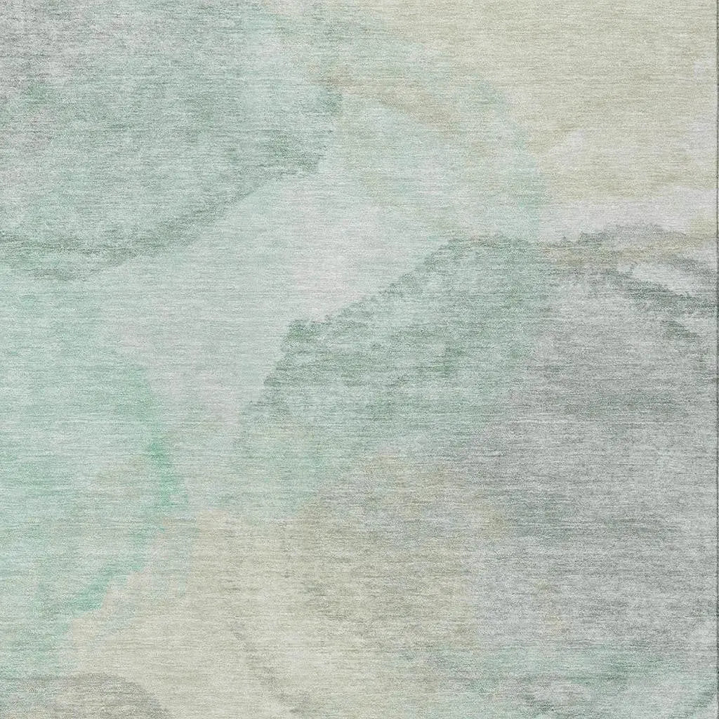 5' X 8' Mint Green And Teal Blue Abstract Washable Indoor Outdoor Area Rug Homeroots Outdoor