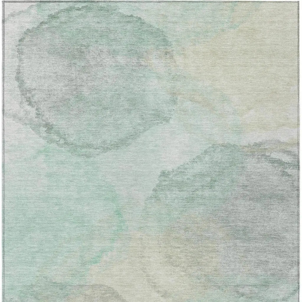 5' X 8' Mint Green And Teal Blue Abstract Washable Indoor Outdoor Area Rug Homeroots Outdoor
