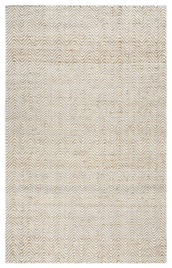 5' X 8' Natural And Beige Wool Chevron Hand Woven Area Rug Homeroots Home Decor