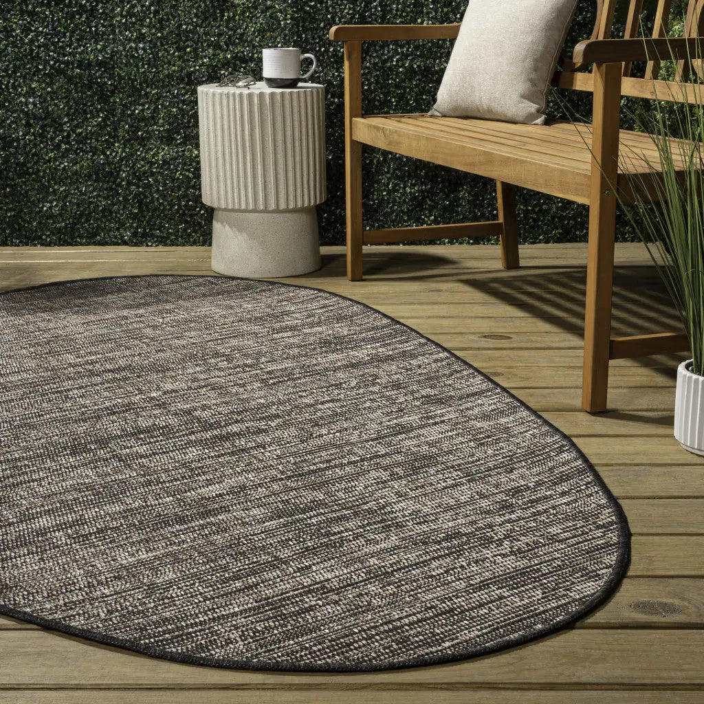5' X 8' Natural And Black Medallion Indoor Outdoor Area Rug Homeroots Outdoor