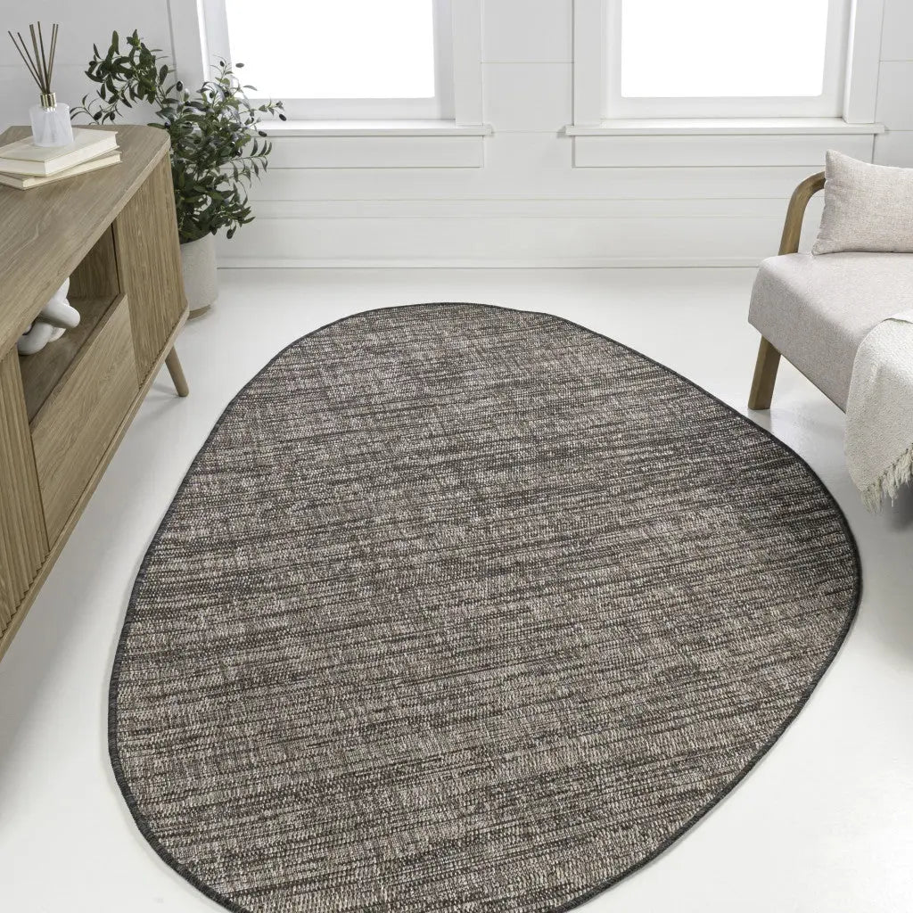 5' X 8' Natural And Black Medallion Indoor Outdoor Area Rug Homeroots Outdoor