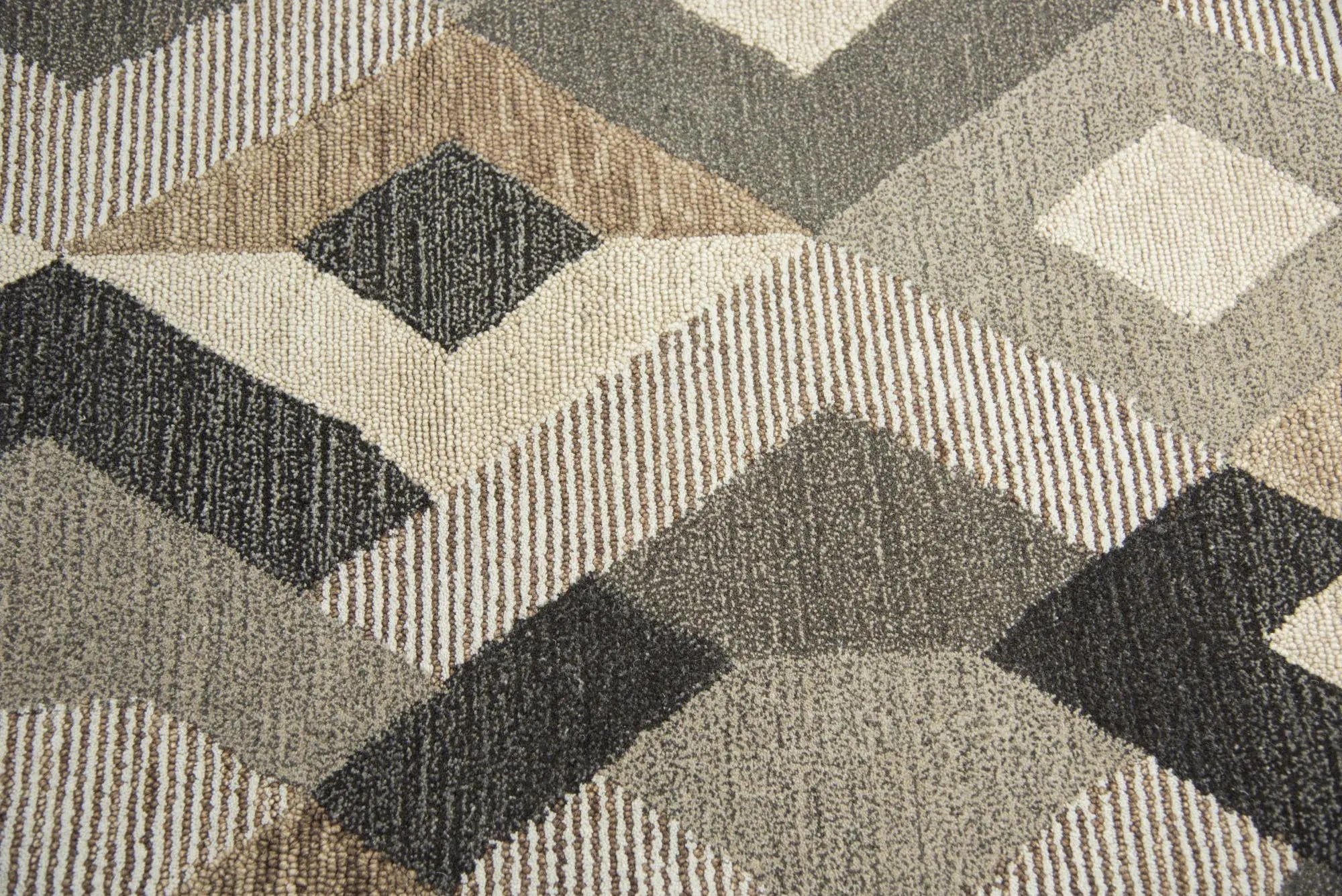 5' X 8' Natural Brown Beige Charcoal And Gray Wool Geometric Hand Tufted Area Rug Homeroots Home Decor