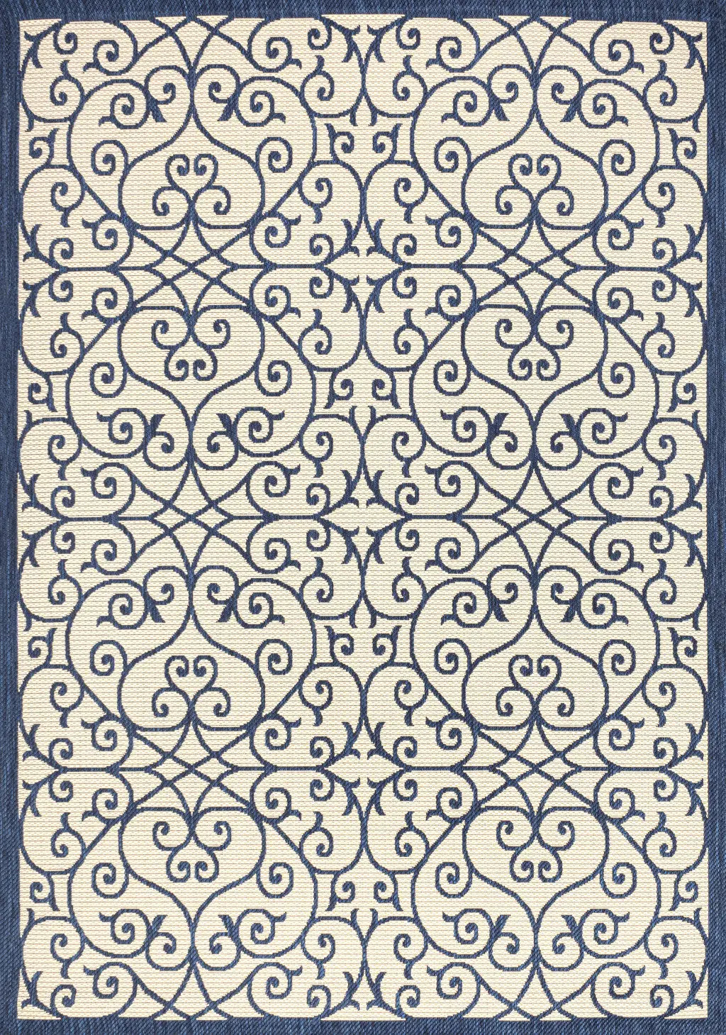 5' X 8' Navy Blue And Beige Geometric Indoor Outdoor Area Rug Homeroots Outdoor