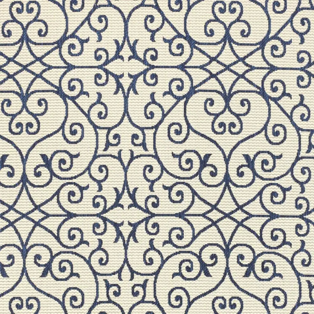 5' X 8' Navy Blue And Beige Geometric Indoor Outdoor Area Rug Homeroots Outdoor