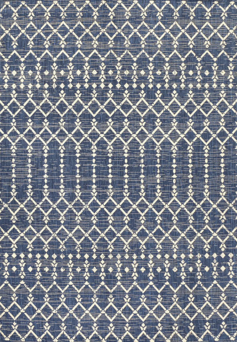 5' X 8' Navy Blue And Beige Trellis Indoor Outdoor Area Rug Homeroots Outdoor