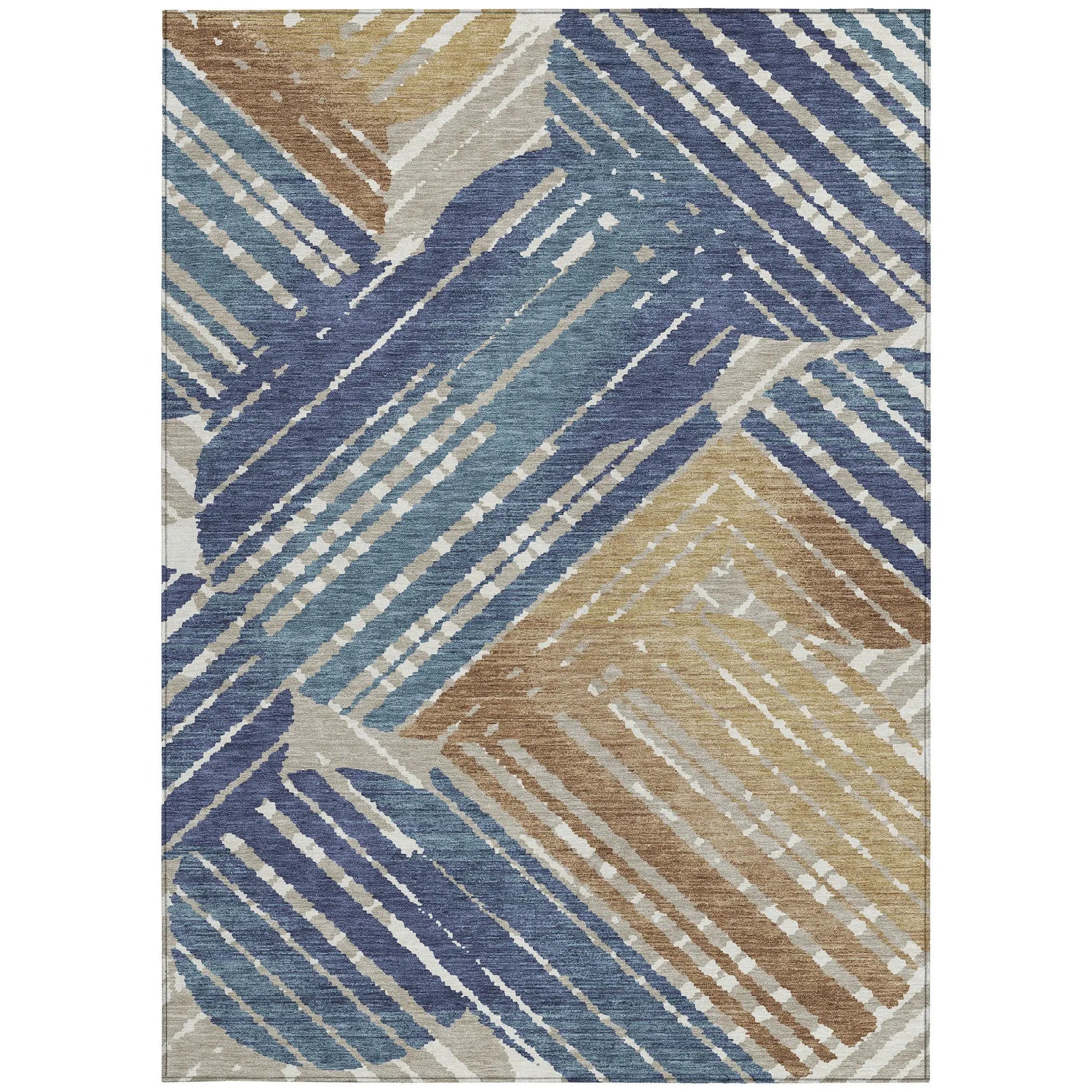 5' X 8' Navy Blue And Black Geometric Washable Indoor Outdoor Area Rug Homeroots Outdoor