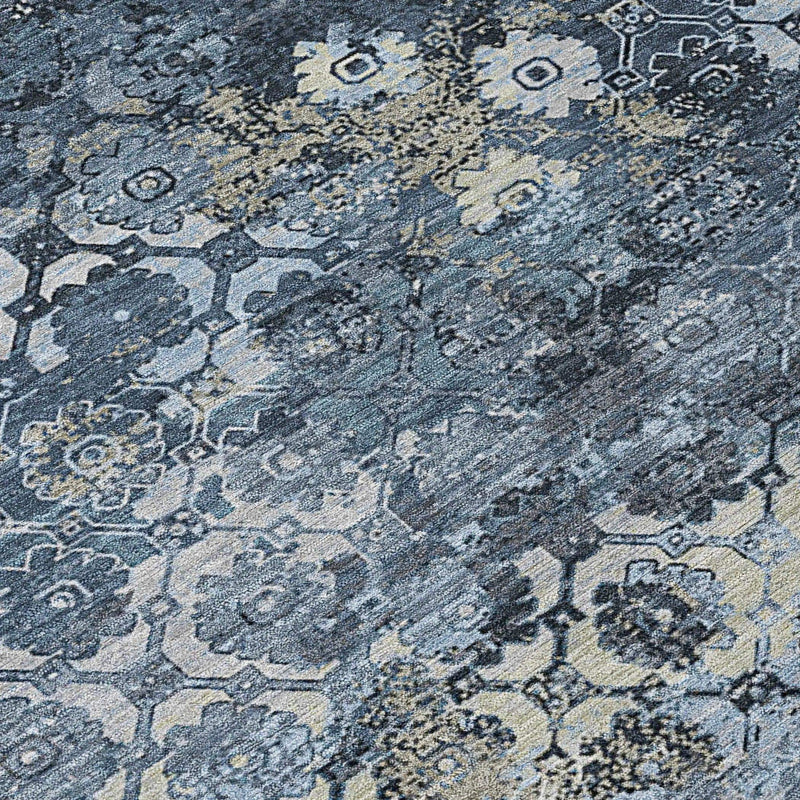 5' X 8' Navy Blue And Blue Abstract Washable Indoor Outdoor Area Rug Homeroots Outdoor
