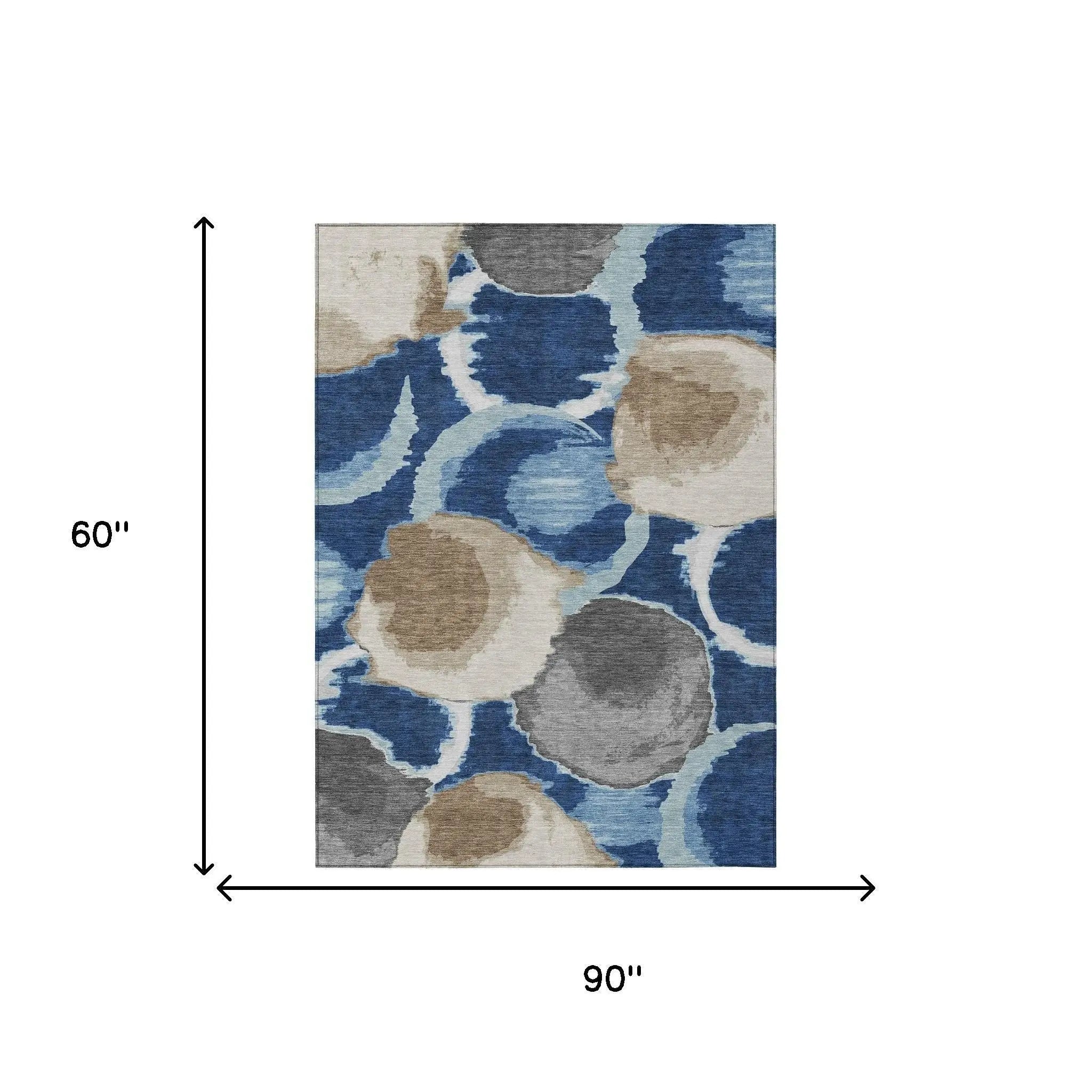 5' X 8' Navy Blue And Blue Abstract Washable Indoor Outdoor Area Rug Homeroots Outdoor