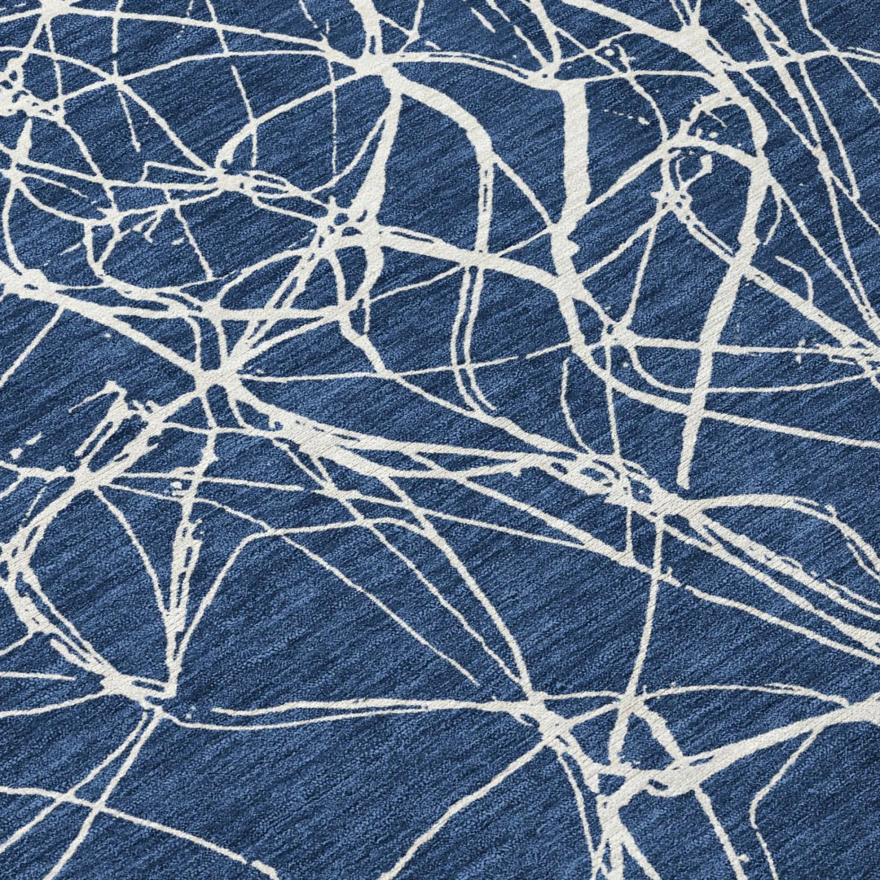 5' X 8' Navy Blue And Blue Abstract Washable Indoor Outdoor Area Rug Homeroots Outdoor