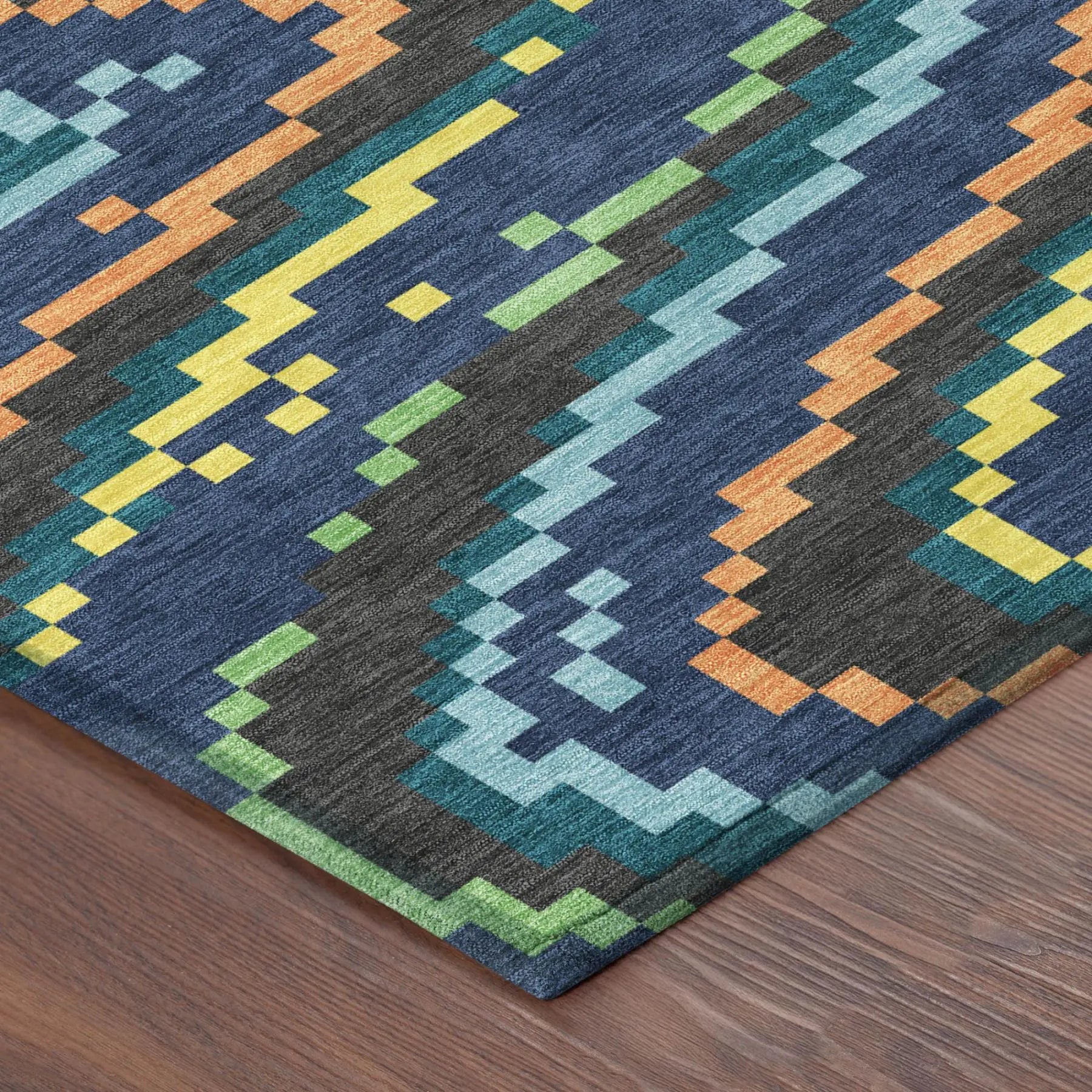 5' X 8' Navy Blue And Blue Abstract Washable Indoor Outdoor Area Rug Homeroots Outdoor