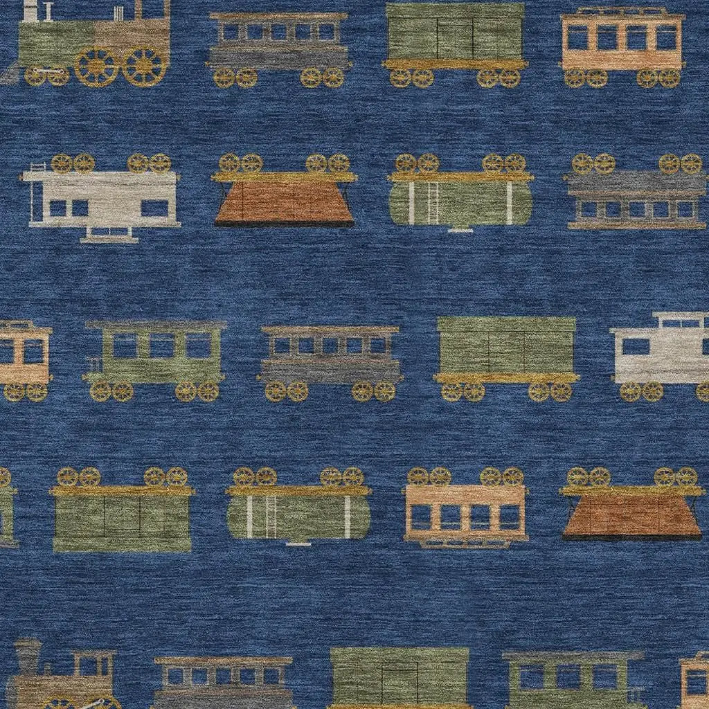 5' X 8' Navy Blue And Blue Abstract Washable Indoor Outdoor Area Rug Homeroots Outdoor