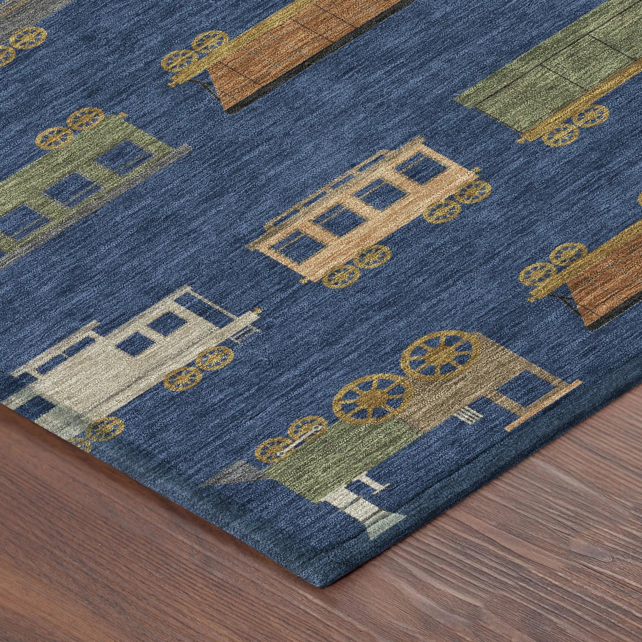 5' X 8' Navy Blue And Blue Abstract Washable Indoor Outdoor Area Rug Homeroots Outdoor
