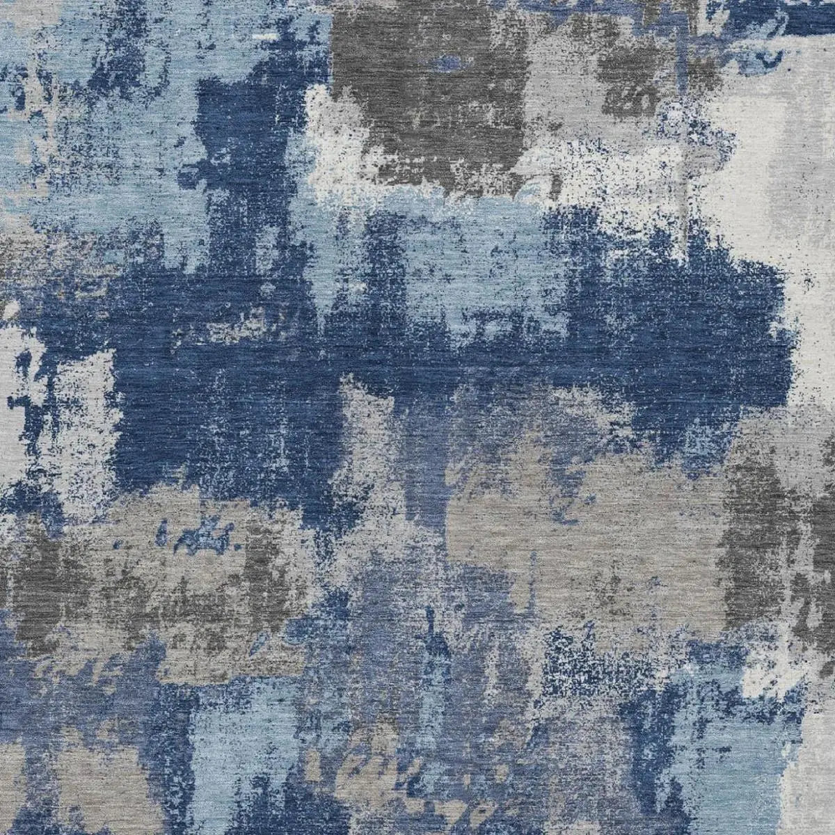 5' X 8' Navy Blue And Blue Abstract Washable Indoor Outdoor Area Rug Homeroots Outdoor