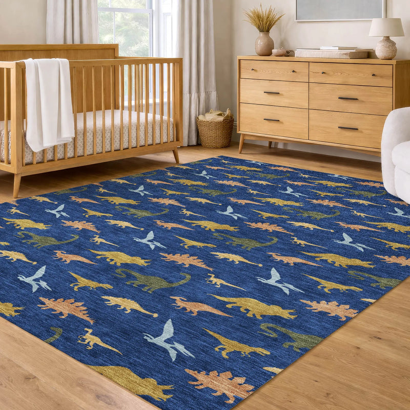 5' X 8' Navy Blue And Blue Geometric Washable Indoor Outdoor Area Rug Homeroots Outdoor
