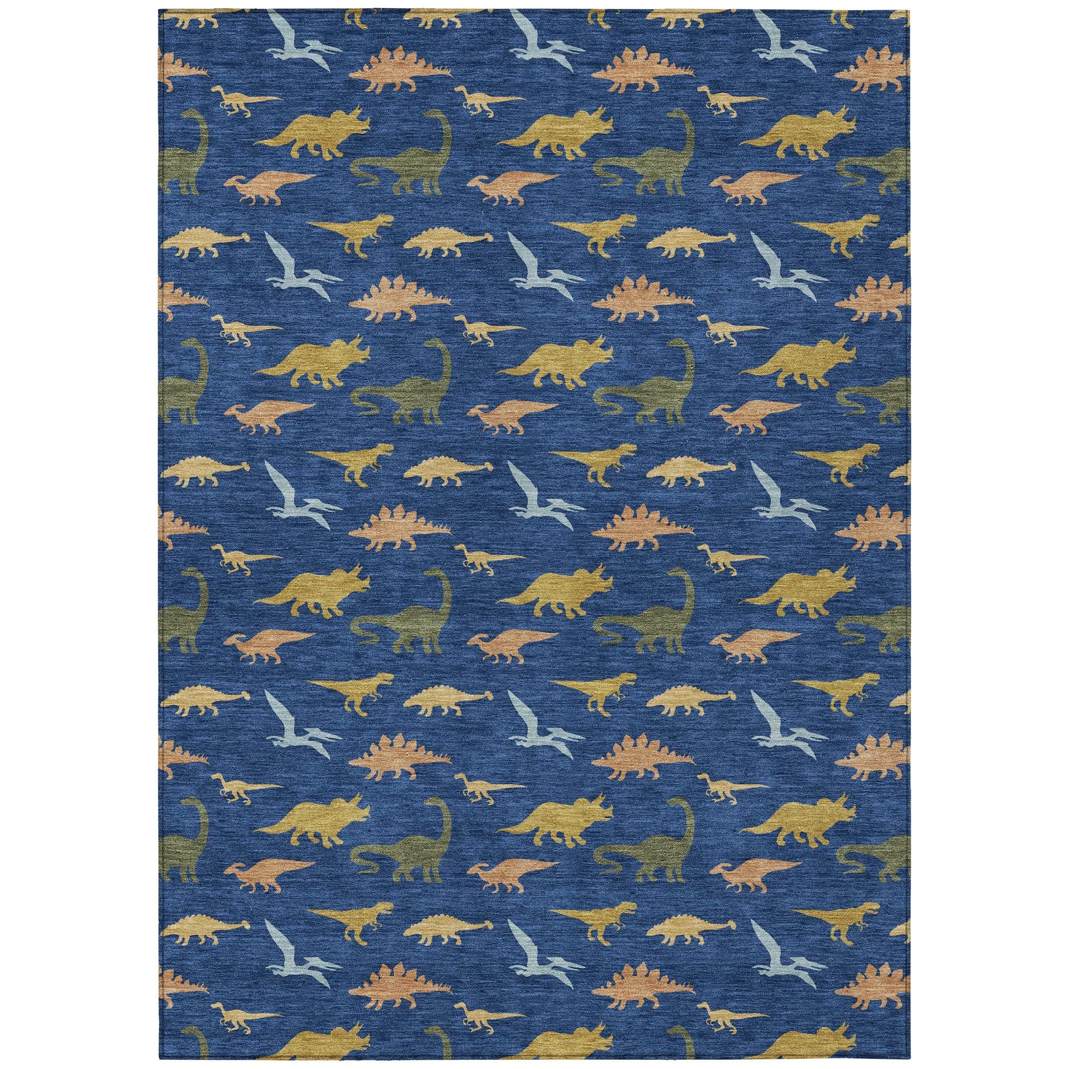 5' X 8' Navy Blue And Blue Geometric Washable Indoor Outdoor Area Rug Homeroots Outdoor