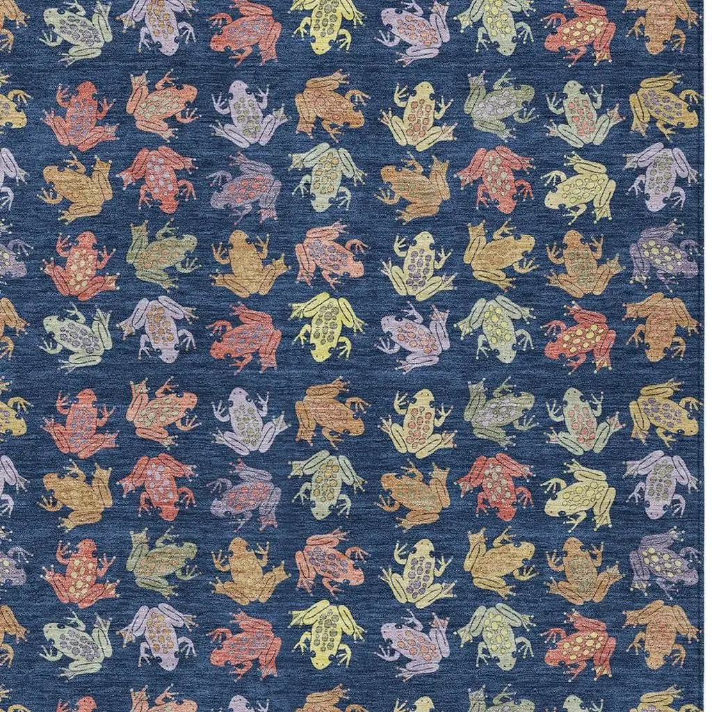 5' X 8' Navy Blue And Blue Geometric Washable Indoor Outdoor Area Rug Homeroots Outdoor