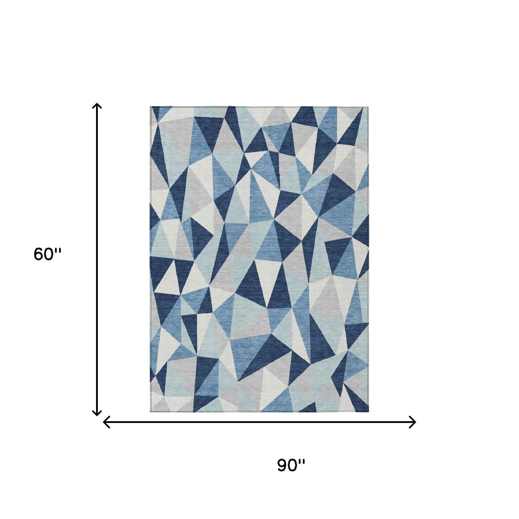 5' X 8' Navy Blue And Blue Geometric Washable Indoor Outdoor Area Rug Homeroots Outdoor