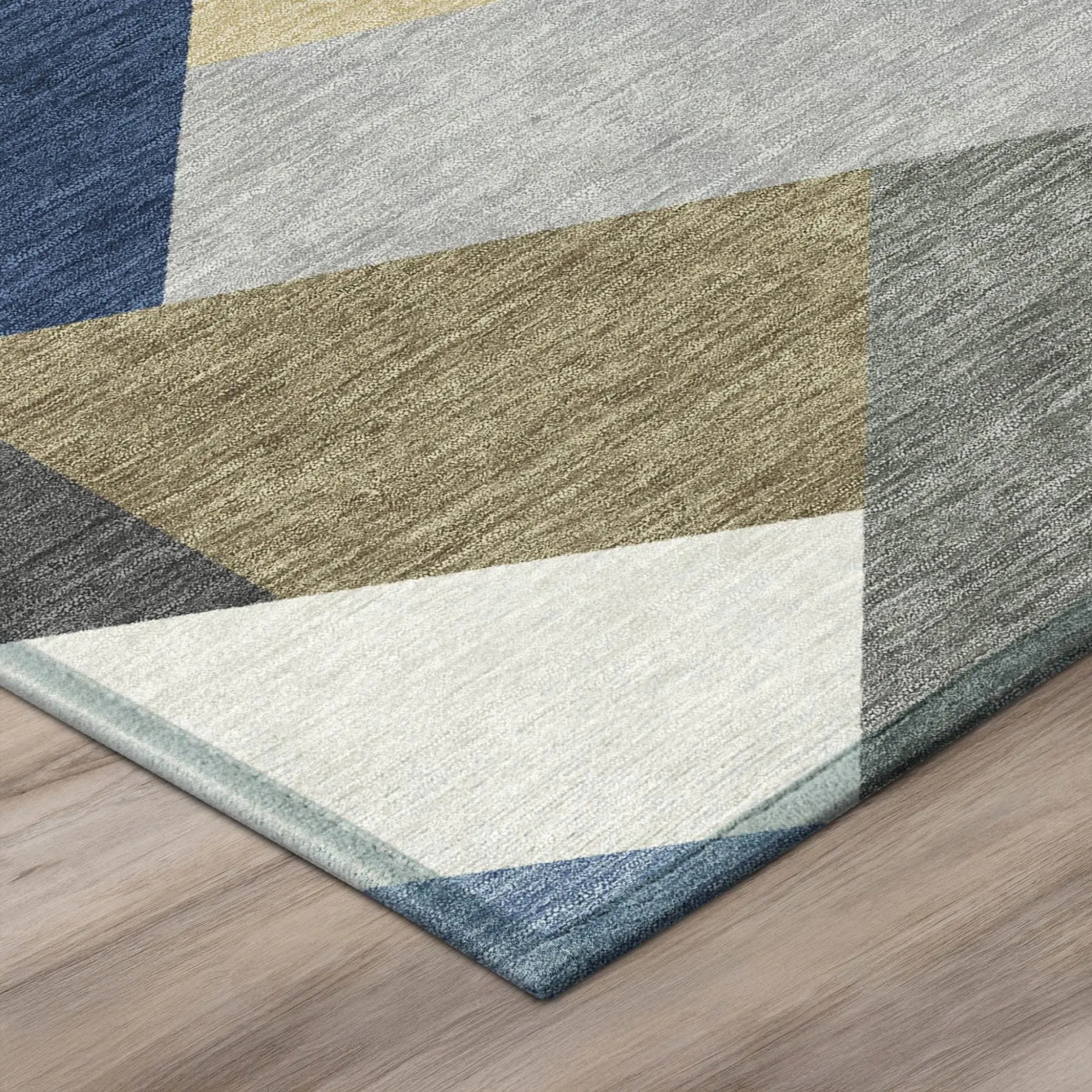 5' X 8' Navy Blue And Blue Geometric Washable Indoor Outdoor Area Rug Homeroots Outdoor