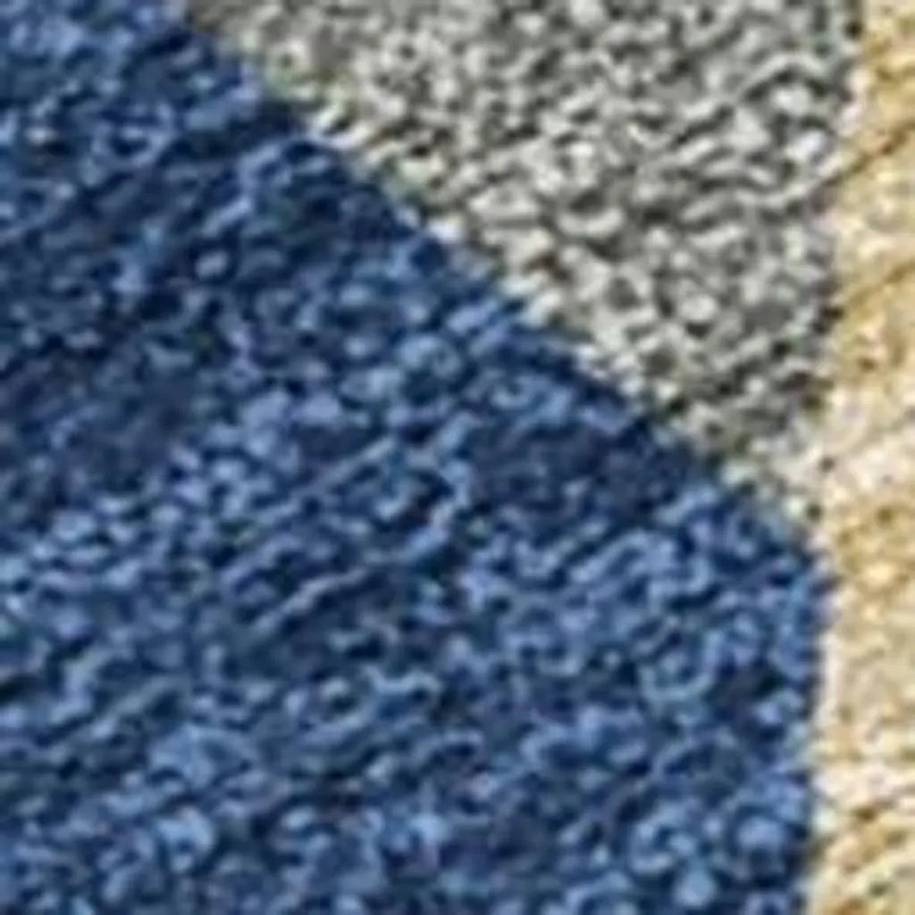 5' X 8' Navy Blue And Blue Geometric Washable Indoor Outdoor Area Rug Homeroots Outdoor