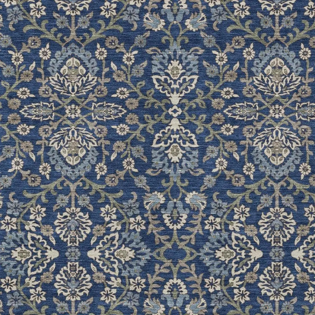 5' X 8' Navy Blue And Blue Geometric Washable Indoor Outdoor Area Rug Homeroots Outdoor