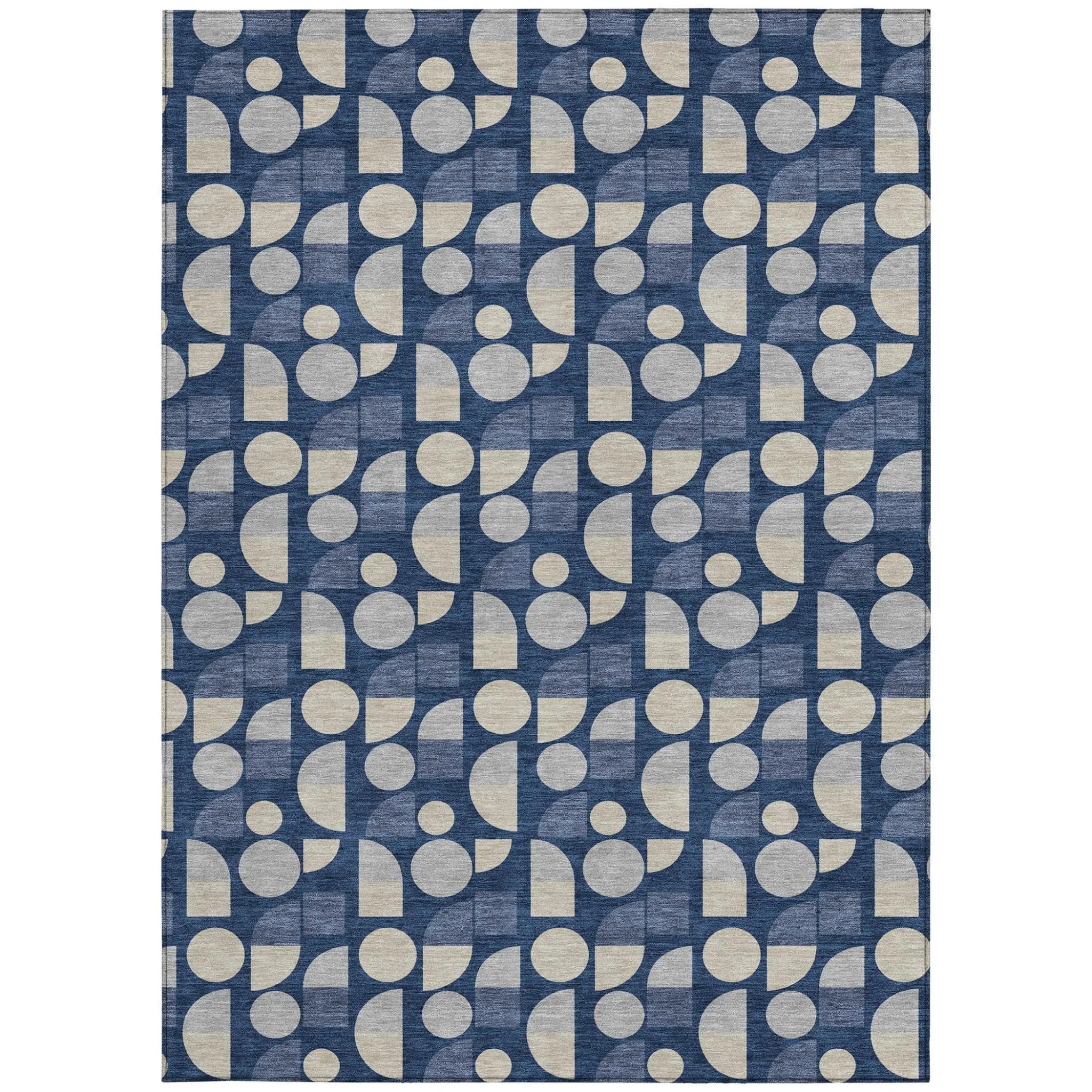 5' X 8' Navy Blue And Blue Geometric Washable Indoor Outdoor Area Rug Homeroots Outdoor