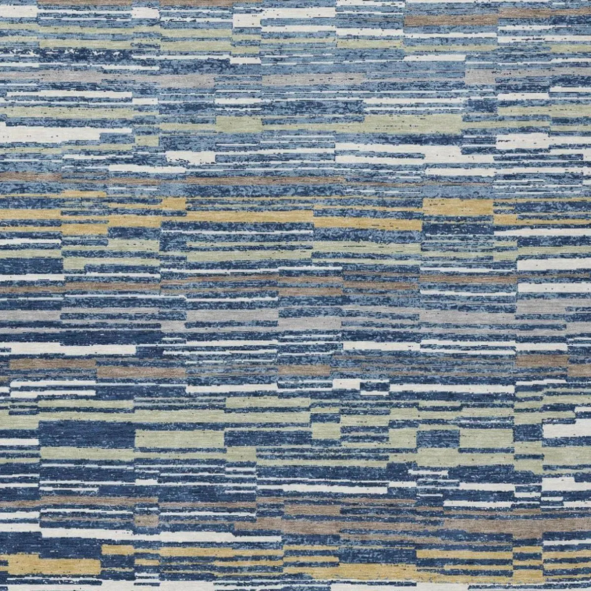 5' X 8' Navy Blue And Blue Striped Washable Indoor Outdoor Area Rug Homeroots Outdoor