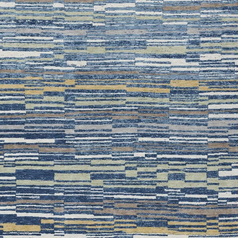5' X 8' Navy Blue And Blue Striped Washable Indoor Outdoor Area Rug Homeroots Outdoor