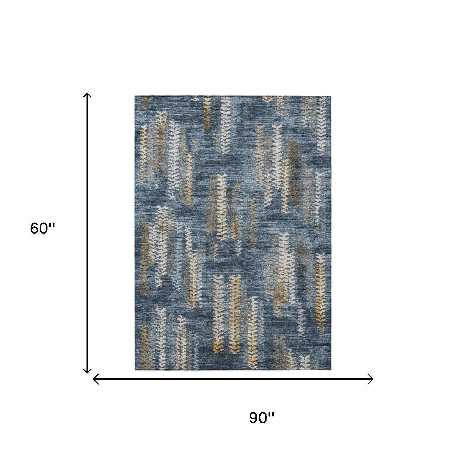 5' X 8' Navy Blue And Blue Striped Washable Indoor Outdoor Area Rug Homeroots Outdoor