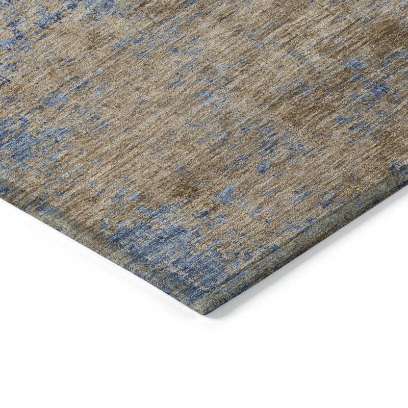 5' X 8' Navy Blue And Brown Abstract Washable Indoor Outdoor Area Rug Homeroots Outdoor