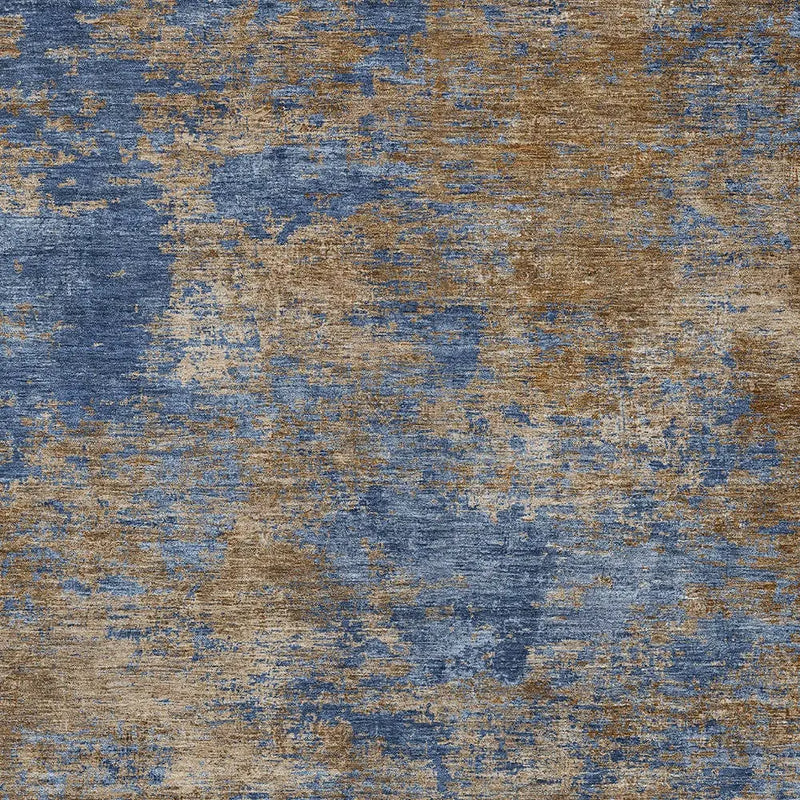 5' X 8' Navy Blue And Brown Abstract Washable Indoor Outdoor Area Rug Homeroots Outdoor
