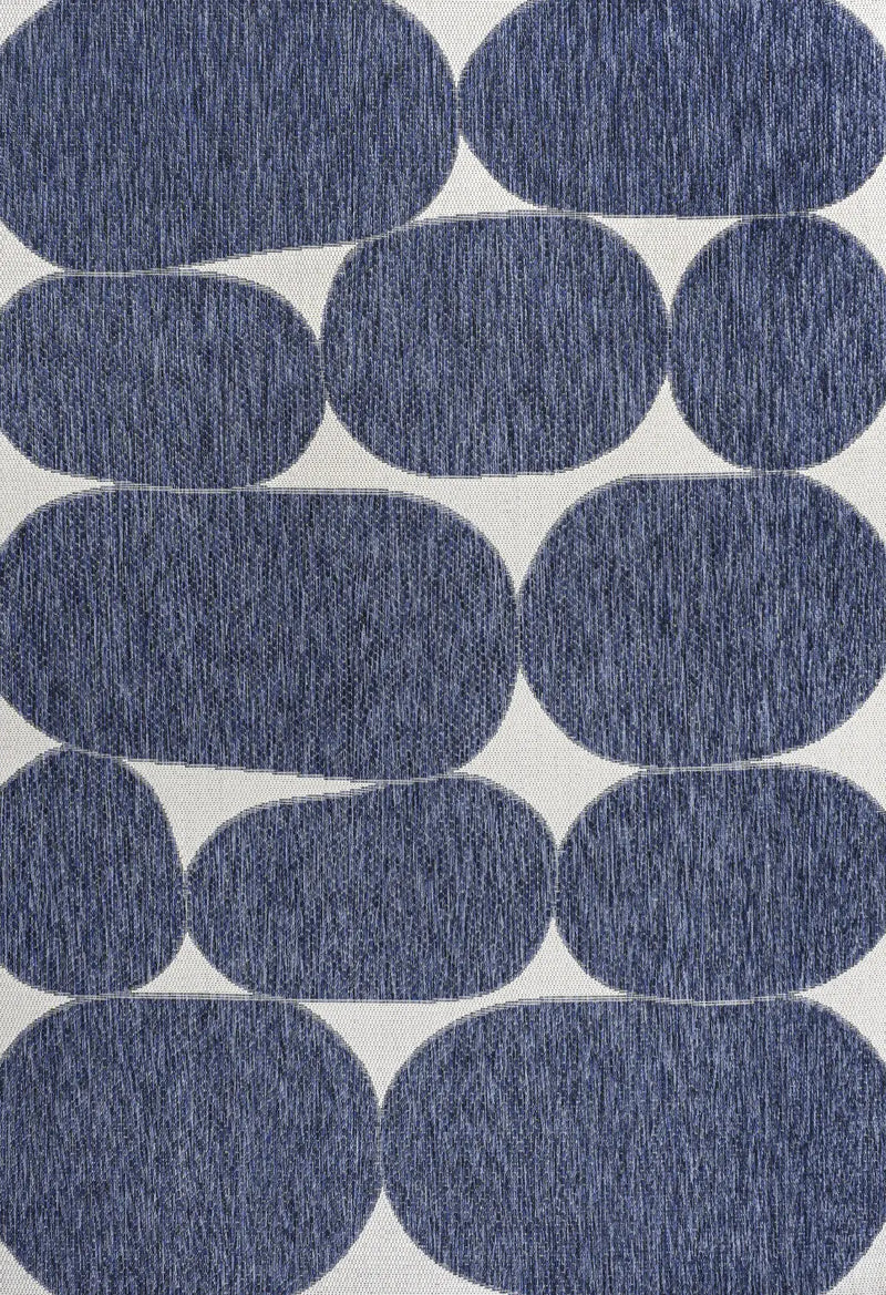 5' X 8' Navy Blue And Cream Geometric Indoor Outdoor Area Rug Homeroots Outdoor