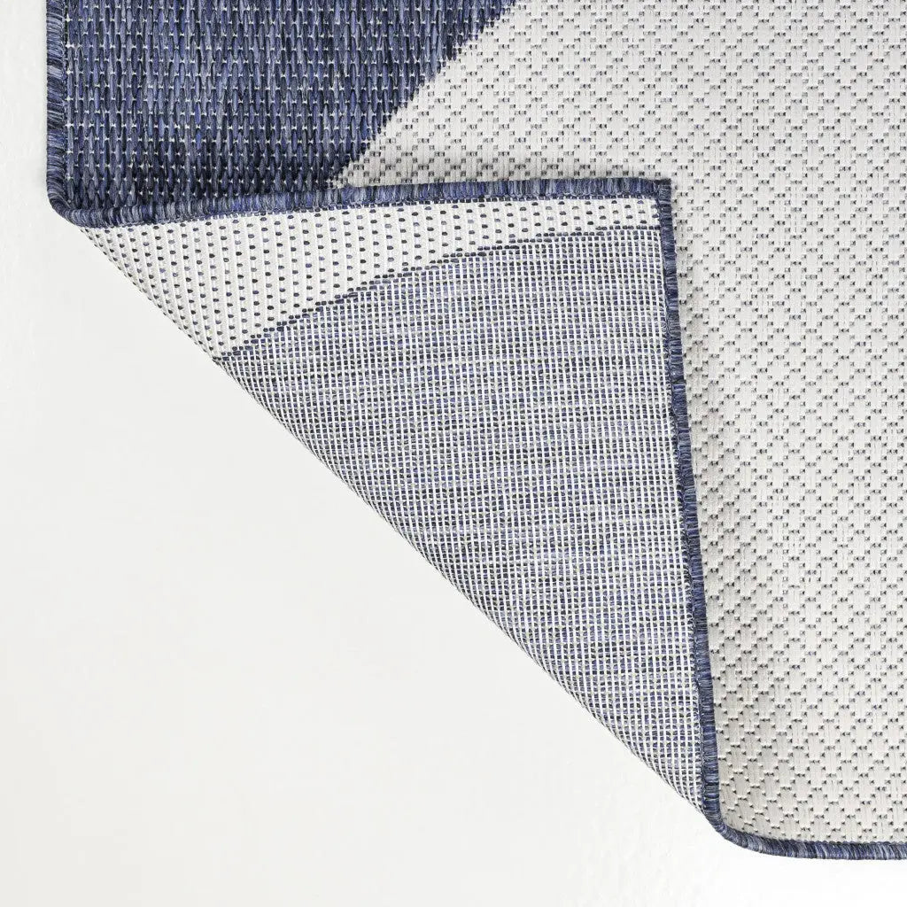 5' X 8' Navy Blue And Cream Geometric Indoor Outdoor Area Rug Homeroots Outdoor