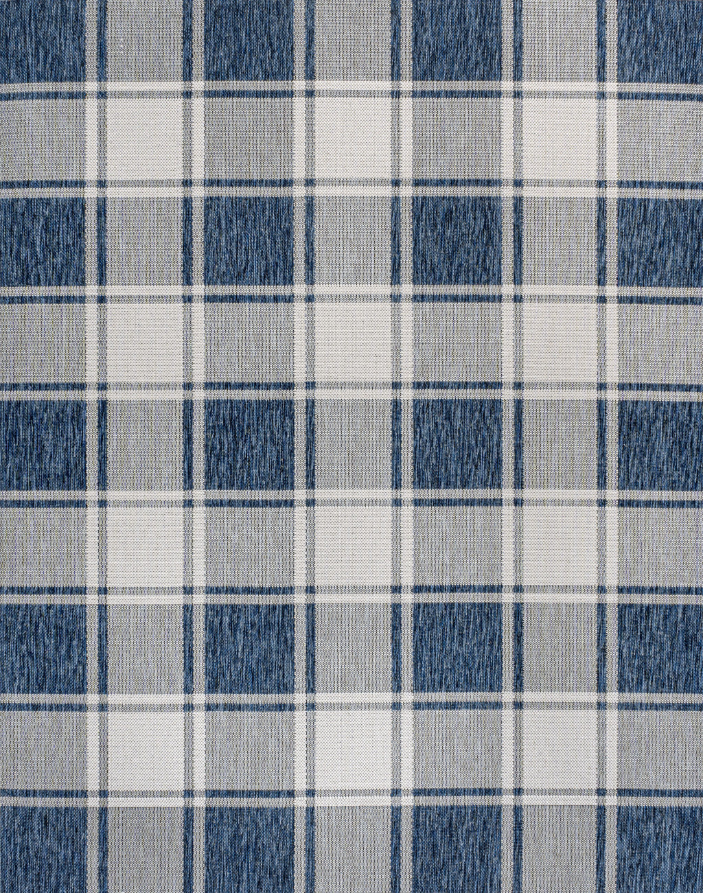 5' X 8' Navy Blue And Cream Gingham Indoor Outdoor Area Rug - GreatEagleInc