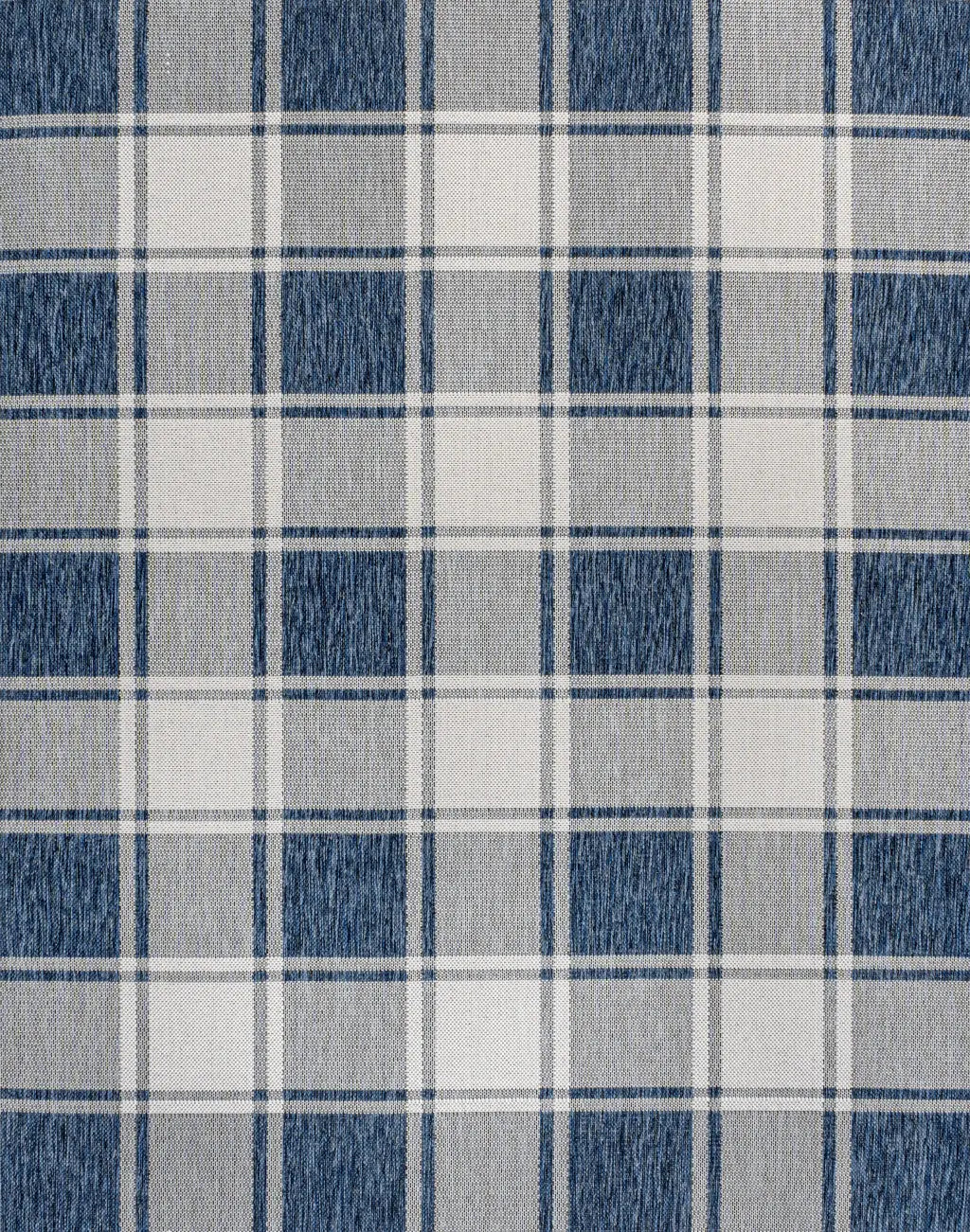 5' X 8' Navy Blue And Cream Gingham Indoor Outdoor Area Rug - GreatEagleInc