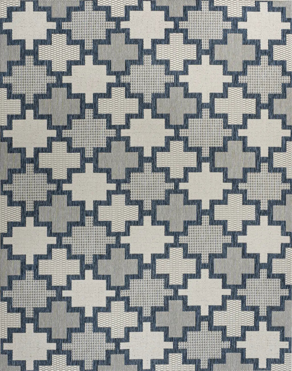 5' X 8' Navy Blue And Cream Trellis Indoor Outdoor Area Rug Homeroots Outdoor