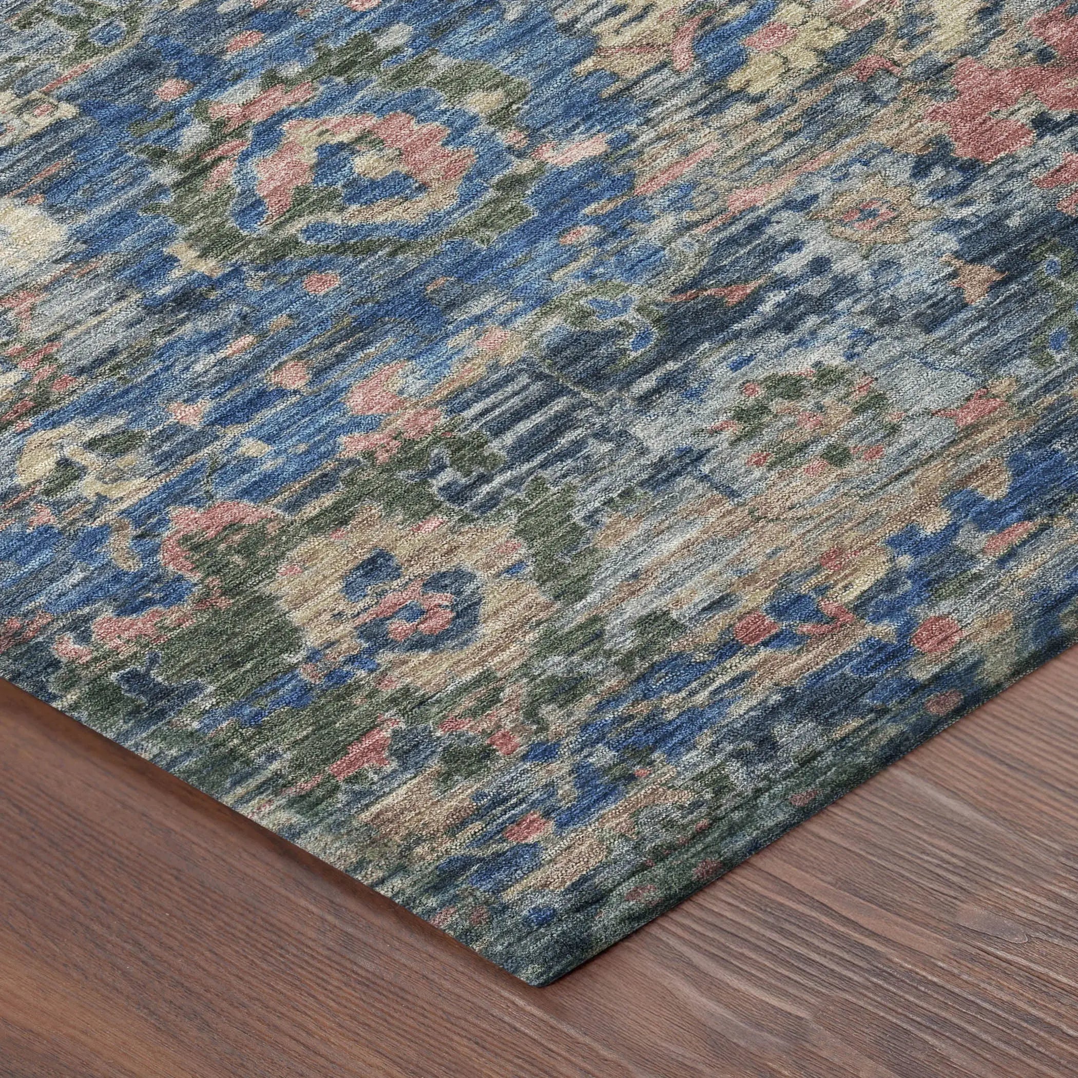 5' X 8' Navy Blue And Denim Blue Floral Washable Indoor Outdoor Area Rug Homeroots Outdoor