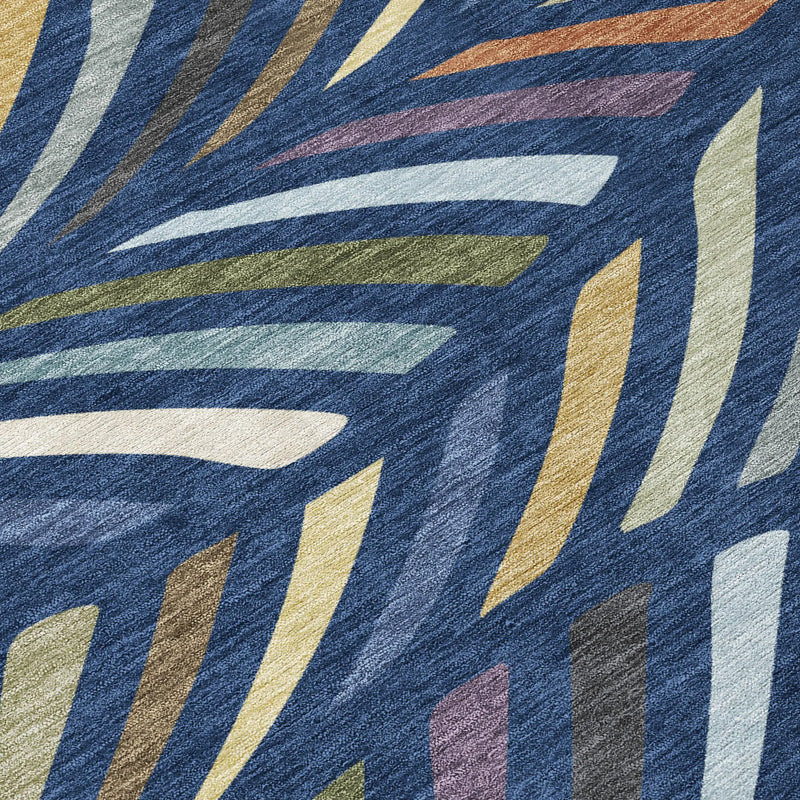 5' X 8' Navy Blue And Gold Abstract Washable Indoor Outdoor Area Rug Homeroots Outdoor