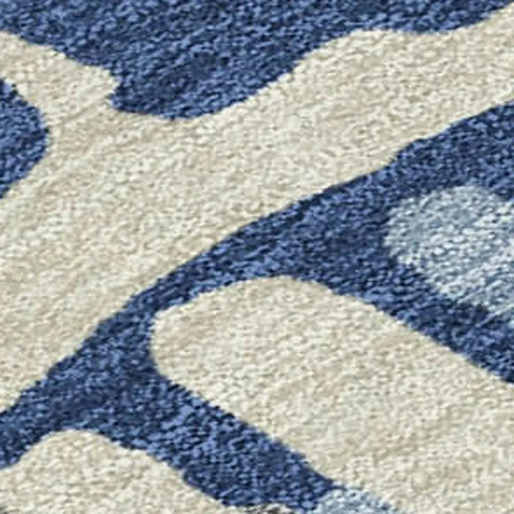 5' X 8' Navy Blue And Gray Abstract Washable Indoor Outdoor Area Rug Homeroots Outdoor