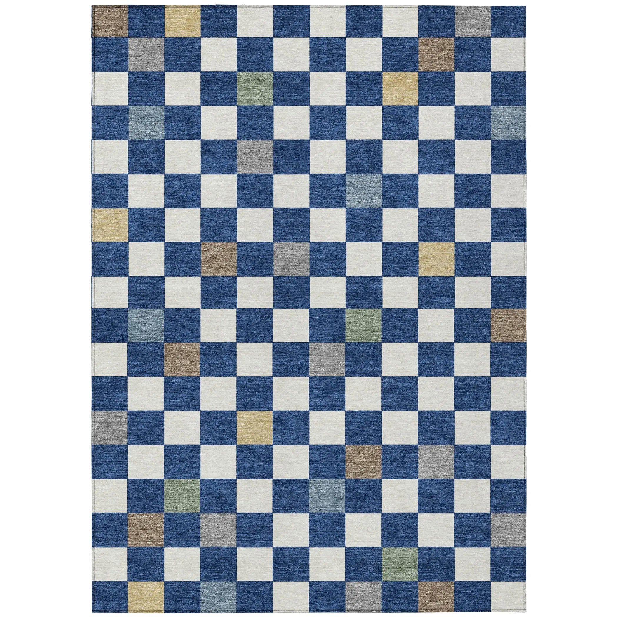 5' X 8' Navy Blue And Gray Geometric Washable Indoor Outdoor Area Rug Homeroots Outdoor