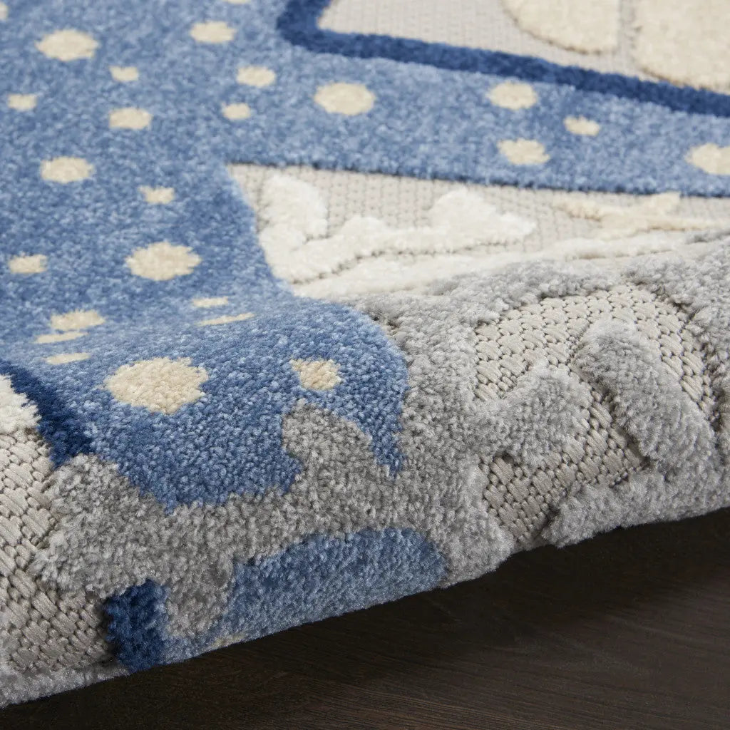 5' X 8' Navy Blue And Gray Starfish Indoor Outdoor Area Rug Homeroots Outdoor