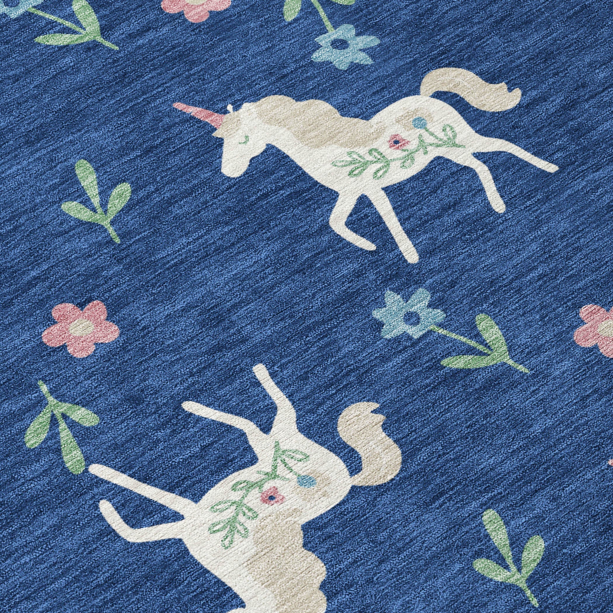 5' X 8' Navy Blue And Green Floral Washable Indoor Outdoor Area Rug Homeroots Outdoor