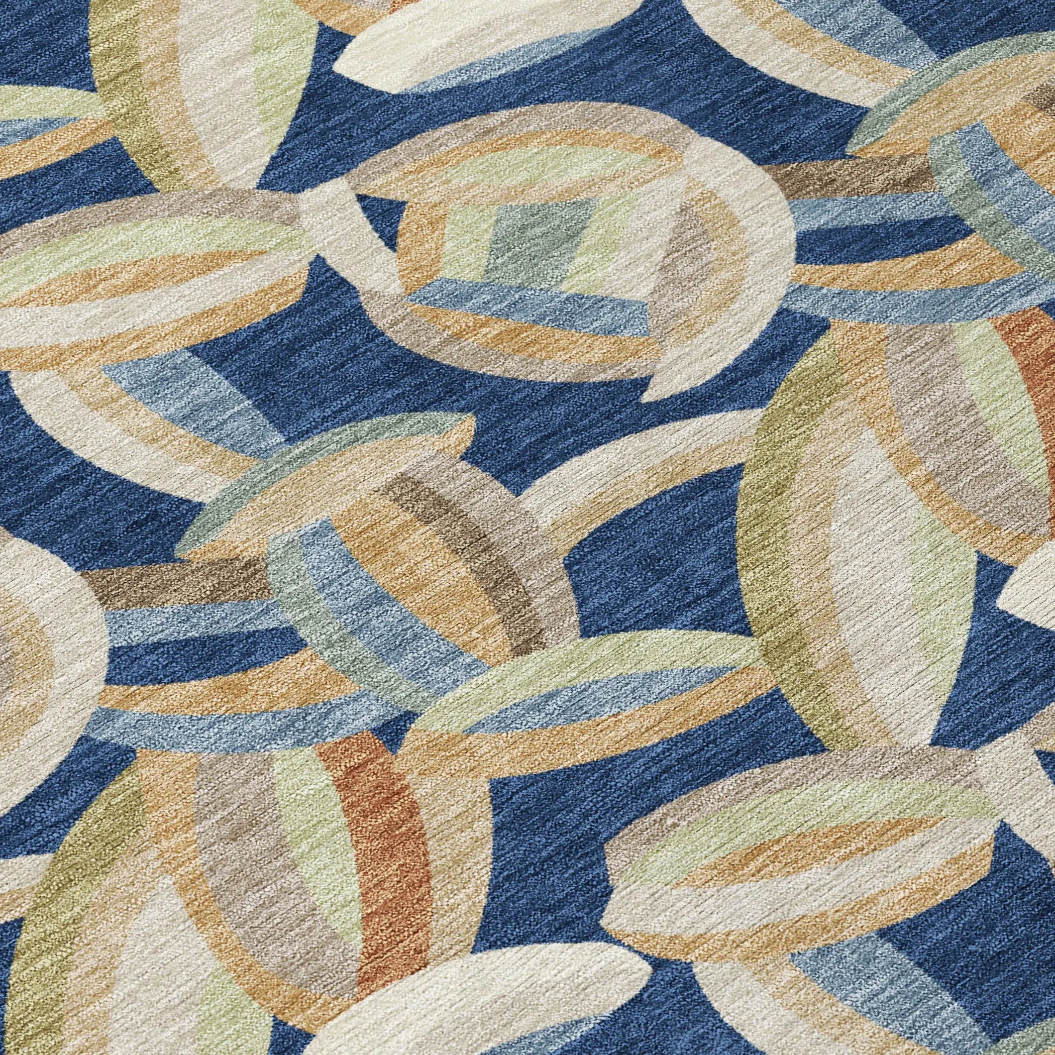 5' X 8' Navy Blue And Ivory Abstract Washable Indoor Outdoor Area Rug Homeroots Outdoor