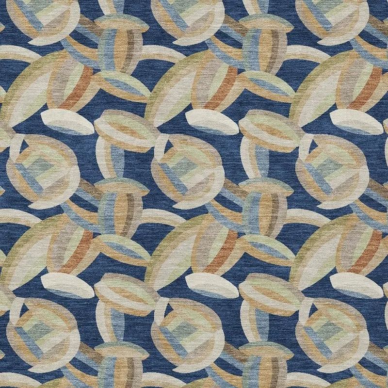 5' X 8' Navy Blue And Ivory Abstract Washable Indoor Outdoor Area Rug Homeroots Outdoor